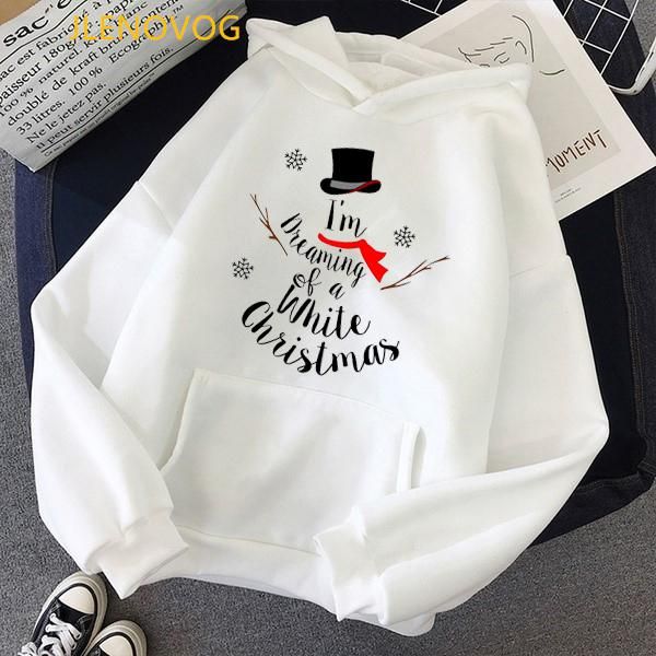 

women's hoodies & sweatshirts i'm dreaming of a white christmas letter print women funny vogue sweatshirt winter clothes harajuku, Black