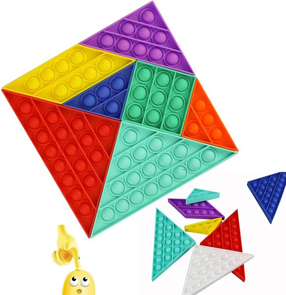 

20cm geometric shape silicone tangrams pop up bubble fidget sensory toys tangram puzzle push pops fidgets toy for stress reliever