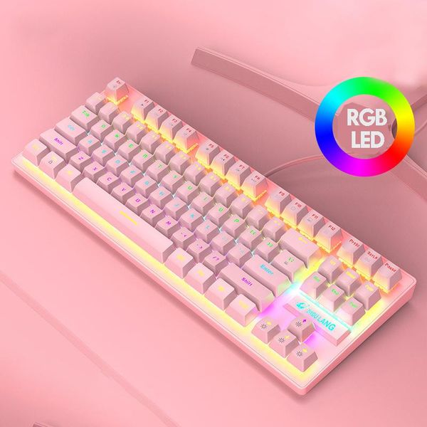 

keyboards wired rgb backlight keyboard mechanical ergonomic usb multifunction 87 keys for gaming laptop