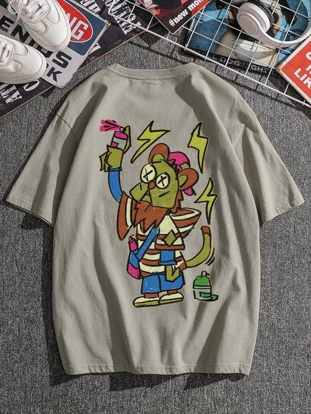 

men cartoon & letter print tee a70l#, White;black