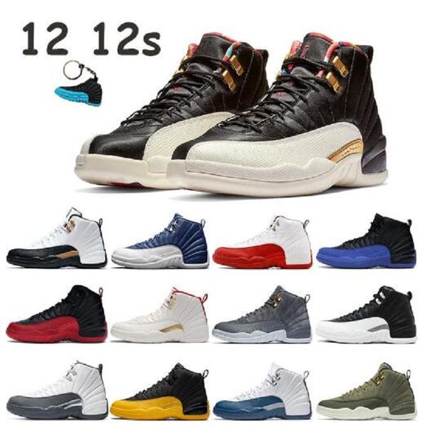 

new 12 12s jumpman mens basketball shoes ovo black metallic university gold game sneakers fiba royal white dark grey bulls men obsidian shoe