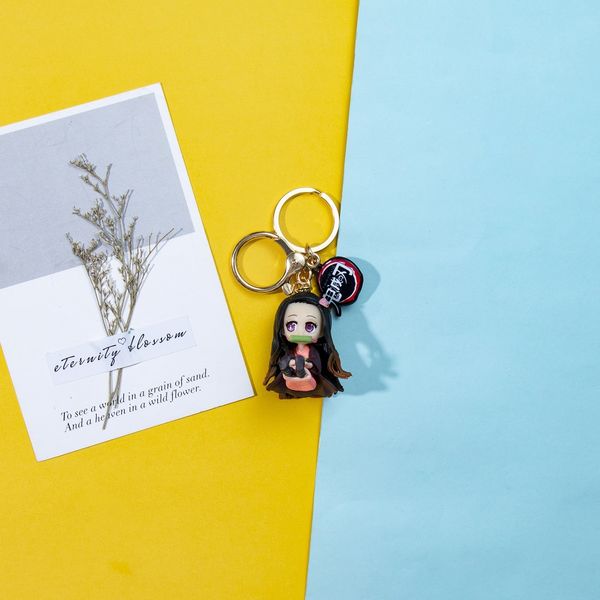 

japanese anime demon slayer kimetsu no yaiba 3d silica gel keychains kamado tanjirou cosplay key rings dolls bag pendant toys
