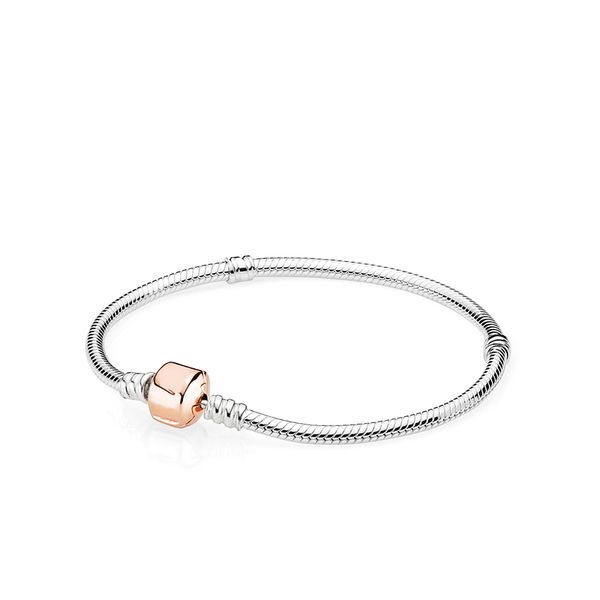 

18k rose gold clip classic bracelet set original box for pandora 925 sterling silver snake chain charms bracelets for women mens, Golden;silver