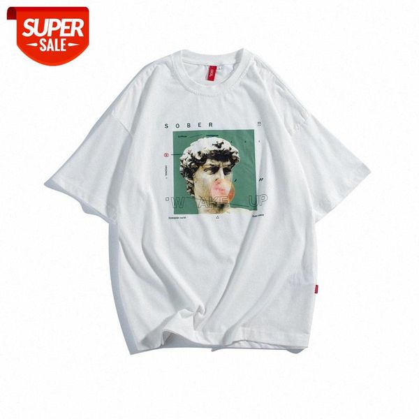 

summer men's short-sleeved avatar print campus street loose casual t-shirt #ad2m, White;black
