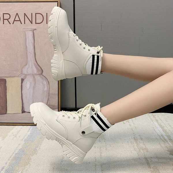 

boots 2021 chunky women ankle female shoes plush warm snow booties winter fur sneakers botas de mujer, Black