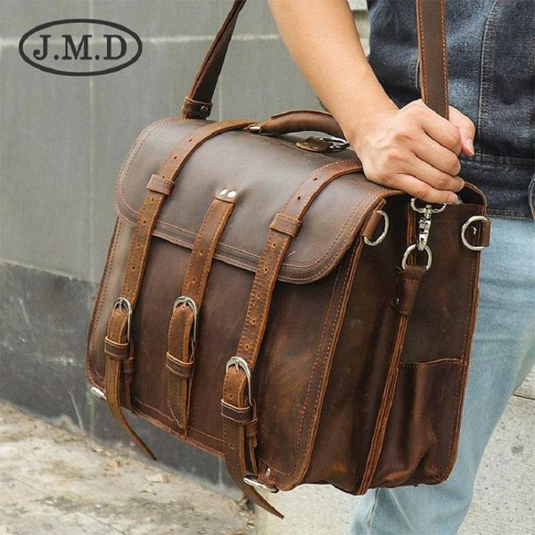 

briefcases j.m.d 100% genuine leather crazy horse men's back packs travel bag shoulder messenger handbags briefcase