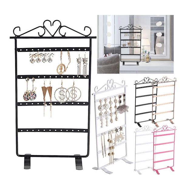 

hooks & rails colors earring holder jewelry display jewellery ear studs pendant stand wooden base metal storage rack various holes #z