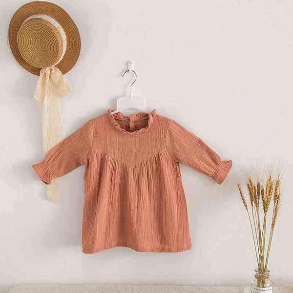 

2021 spring summer new small and medium-sized girls dress cotton elastic sleeve british lace collar princess skirt, Red;yellow