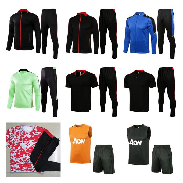 

2021 2022 man soccer jacket tracksuit set 21 22 united ronaldo sancho rashford pogba shaw b. fernandes lingard utd football training suit jo, Gray