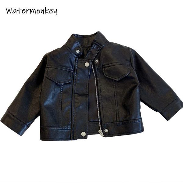 

jackets boys' girls' children's leather jacket winter small plush thickened pu motorcycle windbreaker, Blue;gray