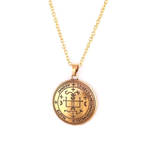 

pendant necklaces link chain viking great god gabriel special pattern rune angelic amulet talisman provide drop, Silver