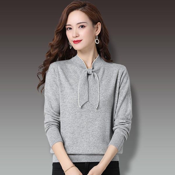 

women's sweaters ladies sweater loose 2021 wool bottoming all-match autumn and winter gray22, White;black
