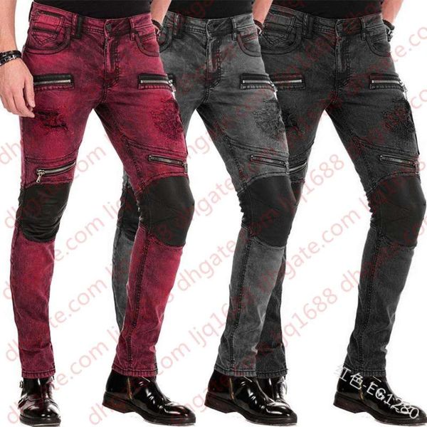 

mens zipper jeans men slim casual plus size low waist skinny jeans full length fall fashion pencil pants lugentolo, Blue