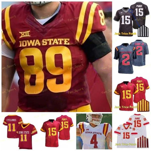 

custom iowa state cyclones isu football jersey ncaa college 9 will mcdonald iv 56 latrell bankston 15 brock purdy 28 breece hall 8 deshaunte, Black