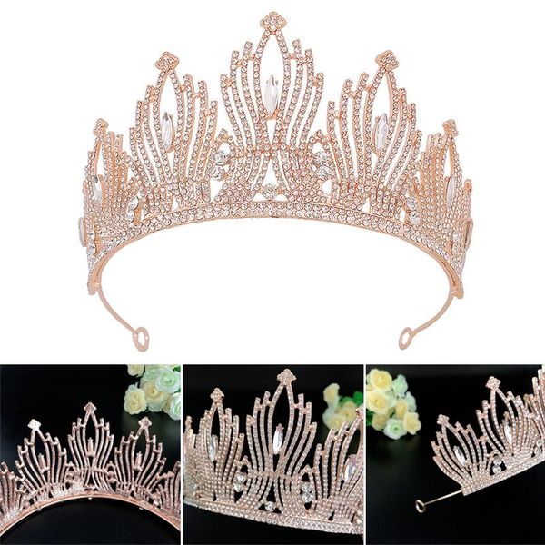 

hair clips & barrettes ly bridal crown headwear wedding birthday headdress rhinestones retro luxury accessories for female, Golden;silver