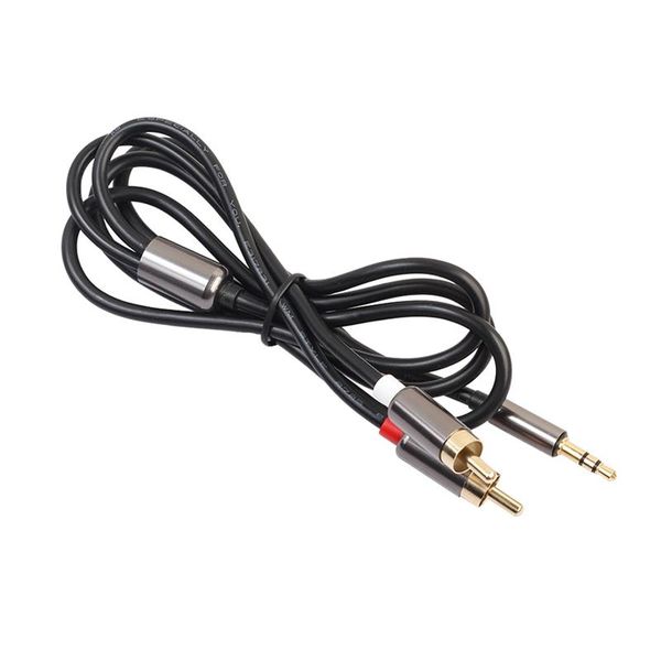 

1 meter black silver aluminum alloy oxygen-copper 3.5mm 2rca double lotus audio cable