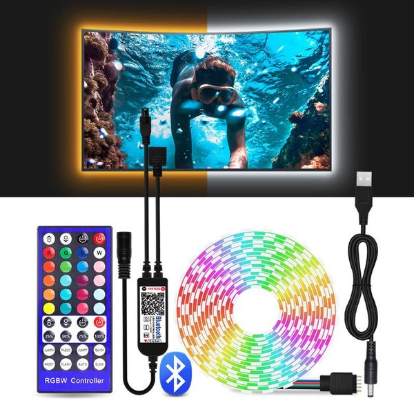 

led strip light rgbw rgbww usb led strip ir remote, bluetooth control flexible waterproof deskpc tv backlight