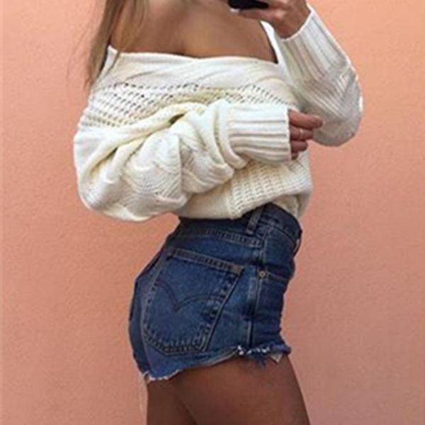 

women's sweaters v neck oversized off shoulder jumper hollow soft warm knitted sweater open front blouse long sleeve knitwear, White;black