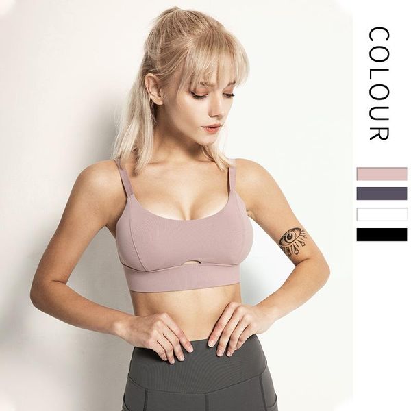 

gym clothing ladies sling fitness sports bra straps chest pad beauty back running shockproof yoga vest underwear, White;black