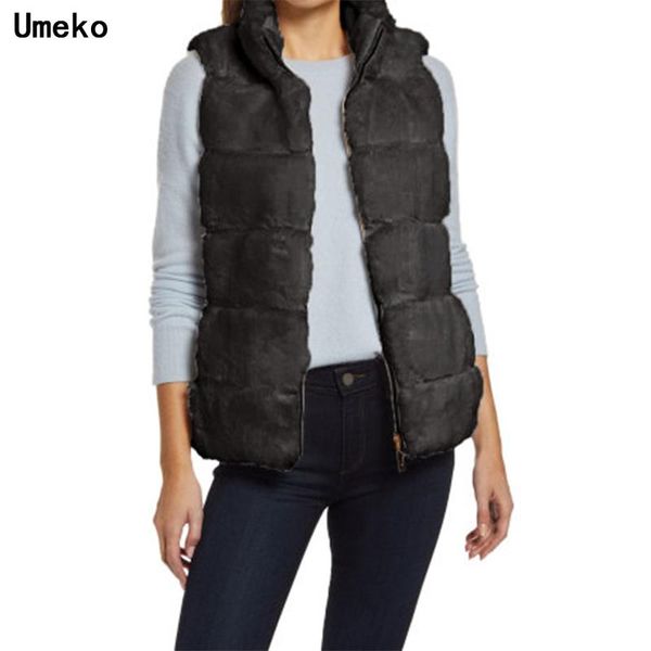 

women's vests umeko winter jackets women plus size 5xl jacket cotton vest thick sleeveless coat warm waistcoat ladies cloth veste, Black;white