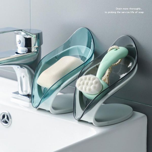 

leaf-shaped soap holder box non-slip plastic shower soap storage tray rack household bathroom supplies gadgets