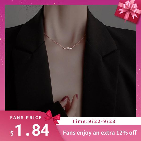 

chains 925 sterling silver micro zircon parallel lines necklace female simple geometric clavicle chain jewelry wholesale