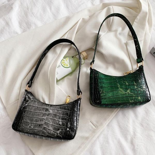 

evening bags fashion women pu leather gradient color alligator pattern shoulder underarm bag casual ladies small hobos handbag