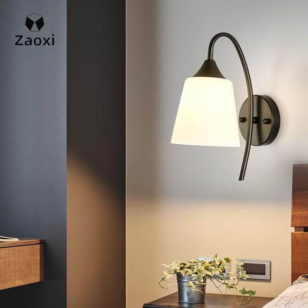 

zaoxi modern creativity glass wall lamps for living room bracket light bedroom lampshade holder bedside simple lamp stand z77