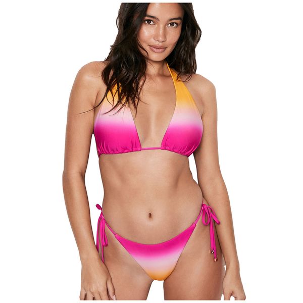 

3pieces/lot fashion casual women color gradient halter bikini set two pieces split with chest pad bandage bikini swimwear, Red;black