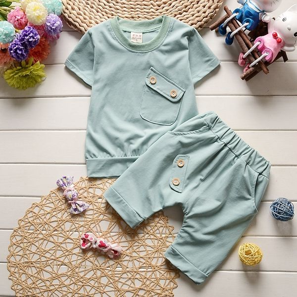 

hylkidhuos summer baby boys girls sets casual style infant clothing suits sports t shirt+shorts kids children clothes 210309, White
