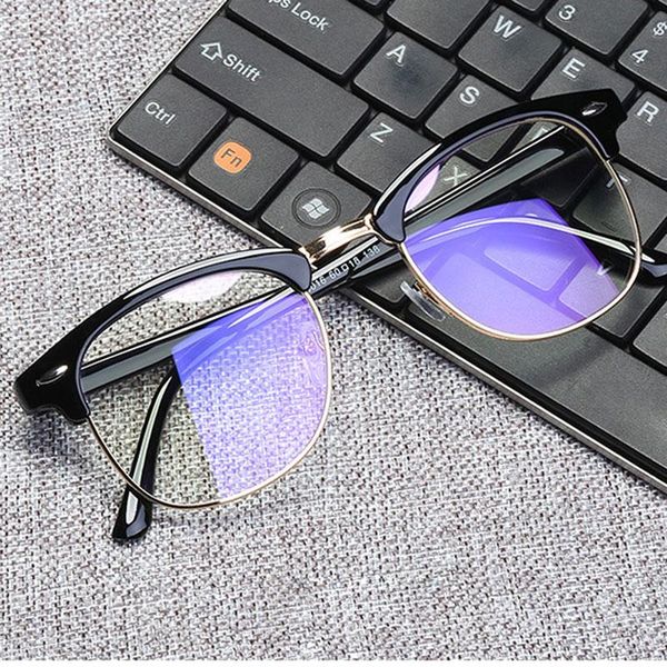 

fashion sunglasses frames vintage anti blue ray glasses computer blocking light working men\women square frame eyeglasses 2021, Black
