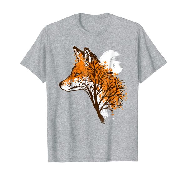

tree fox t-shirt beautiful animal shirt, White;black