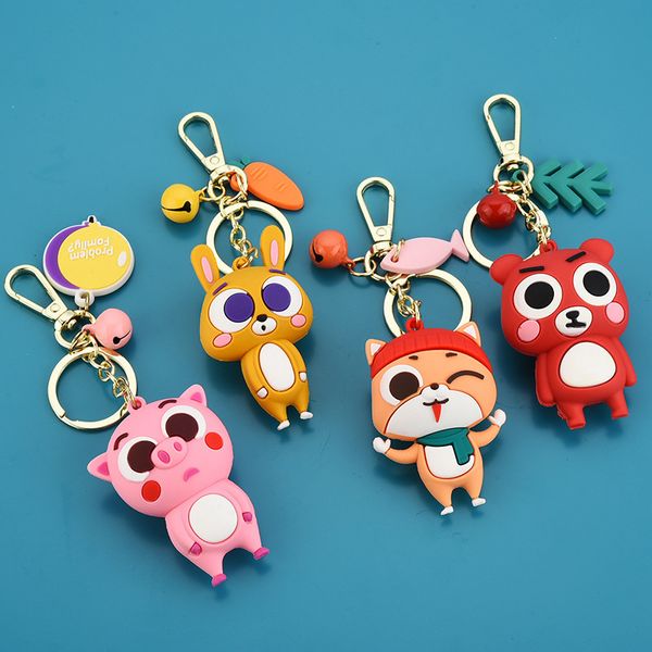 

2021 fashion keychain soft plastic cute cartoon schoolbag pendant car chain gift creative stereo doll key ring, Slivery;golden