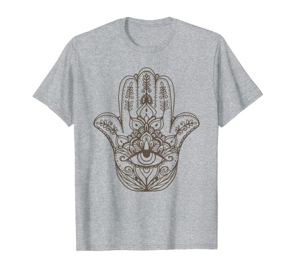 

hamsa hand t-shirt hand of fatima and meditation yoga tshirt, White;black