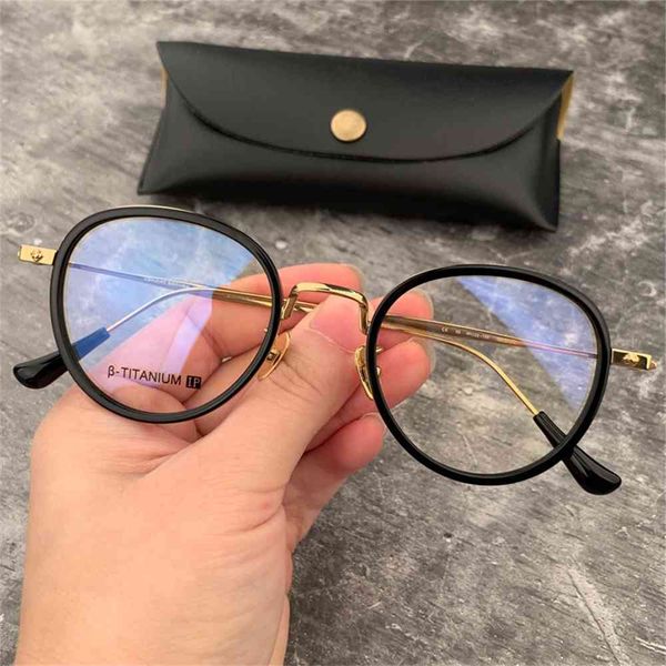 

80% off store online crosin spectacle frame pure titanium ultra light plate large face round men's and women's flat myopia, White;black