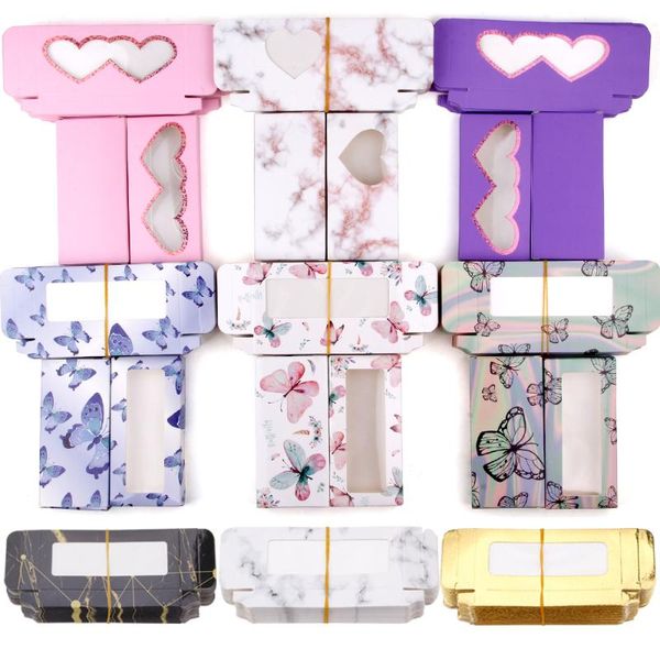 

false eyelashes wholesale 50/100pcs lash boxes packaging empty carton paper packing box eyelash 25mm long cases with tray
