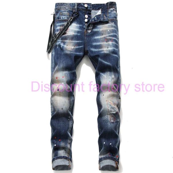 

unique mens distressed ripped blue skinny men jeans fashion designer slim fit washed motocycle denim pants panelled biker trousers 1048