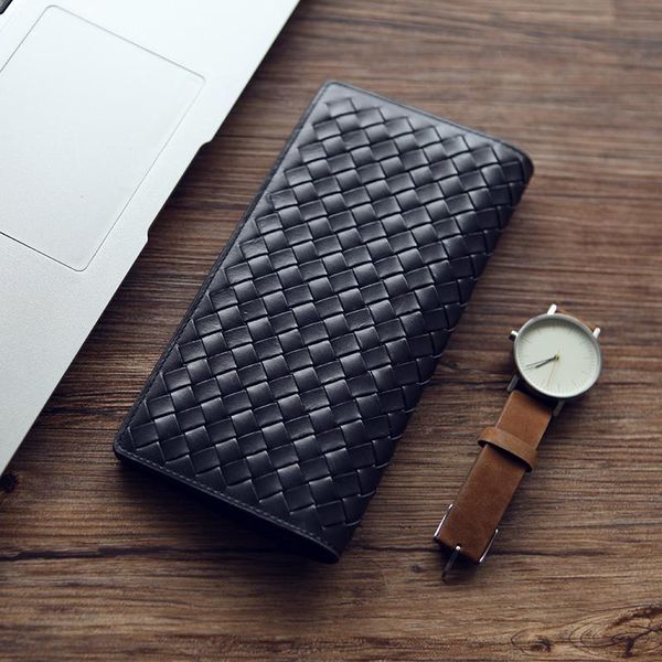 

wallets lanspace men woven leather purse brand wallet case, Red;black