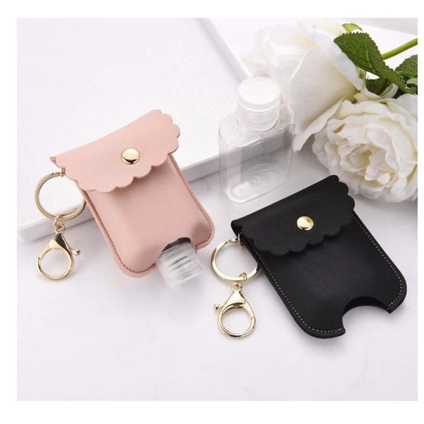 

60ml portable squeeze bottle empty leakproof plastic travel bottle for hand sanitizer with leather keychain hold jllwlo