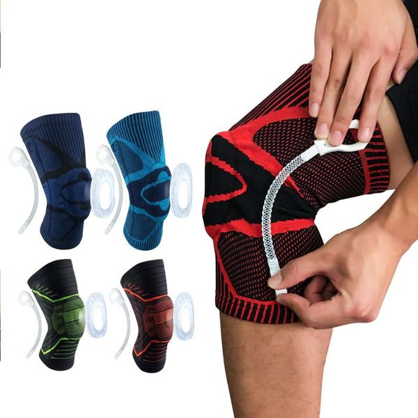 

elbow & knee pads 1pcs brace running support protect 3d weaving sleeves spring silicon padded protection compression, Black;gray