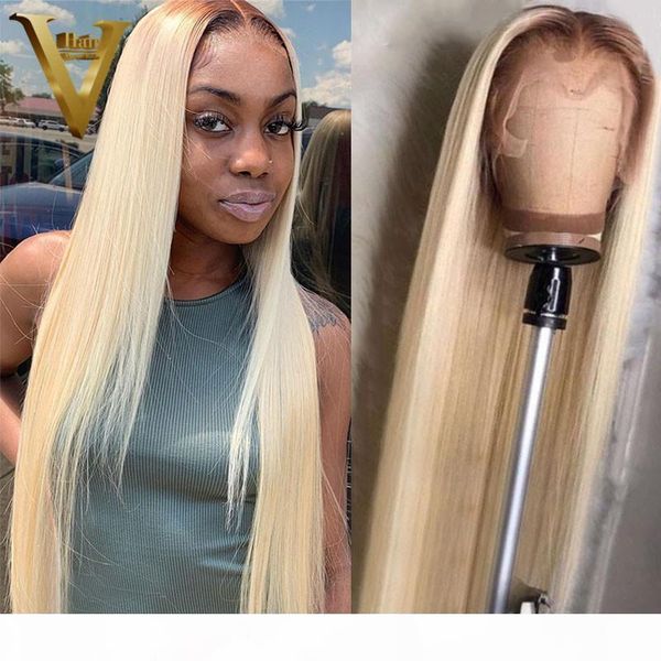 

t4 613 straight human hair wigs for women ombre blonde lace front wig remy brazilian transparent lace wigs pre plucked bob wig, Black;brown