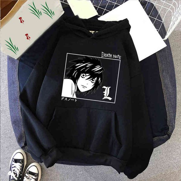 Felpe con cappuccio Hot Death Note Uomo Divertente Anime giapponese Streetwear Felpe grafiche Harajuku Magliette unisex Uomo H1227