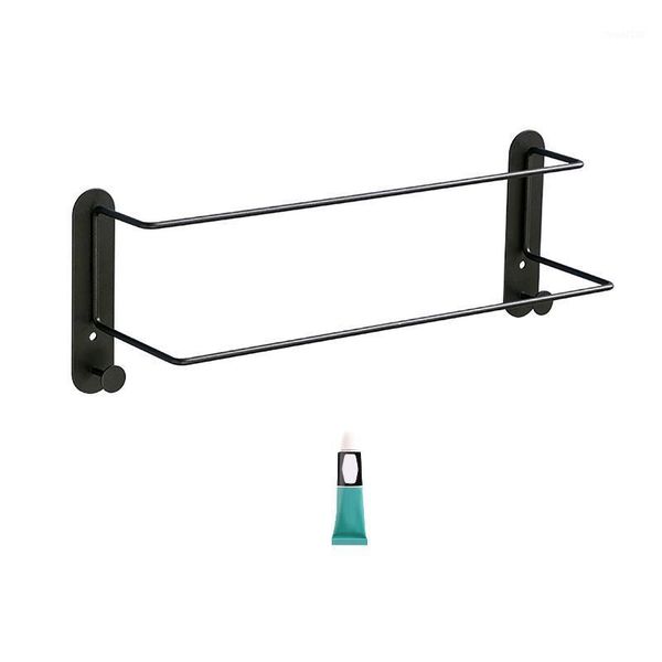 

towel racks kitchen self adhesive wall mounted storage 2 layer carbon steel solid home space saving durable bar heavy duty with hook1
