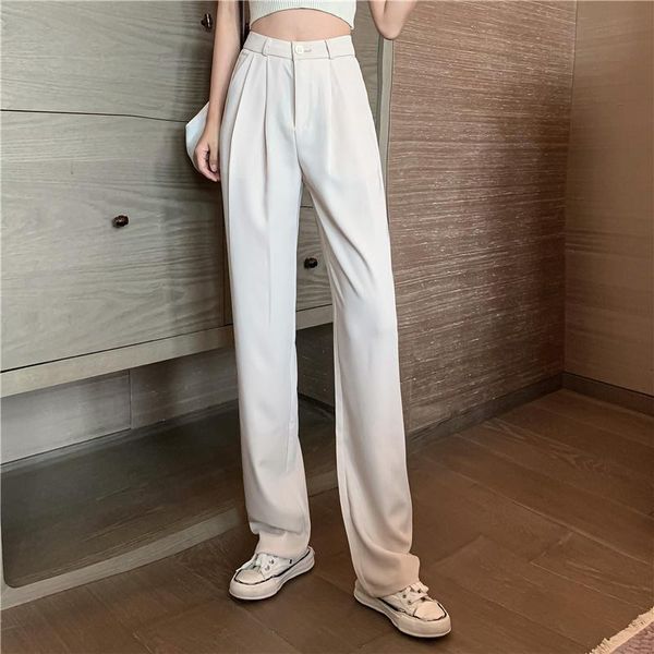 

wj3391 women's new high-waisted, slim-fitting casual trousers, Black;white