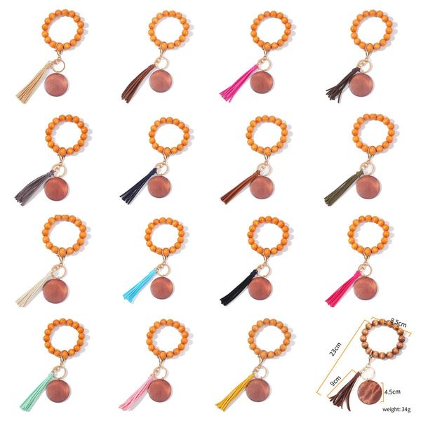 

wooden bead wooden piece bracelet key ring diy wooden bracelet fringe key ring mother's day christmas gift delivery to door, Slivery;golden