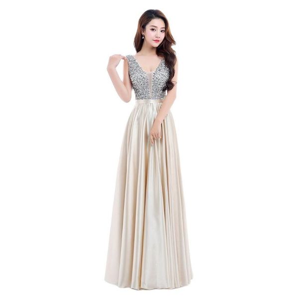 

party dresses formal beauty v-neck backless a line sleeveless elegant patchwork women evening long 31, White;black