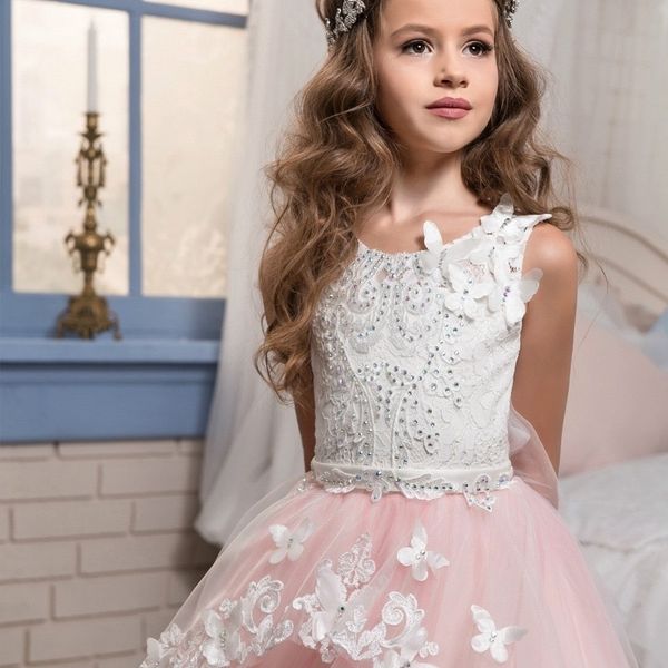 

children's dress princess lace wedding flower girl pompous princess skirt, Red;yellow
