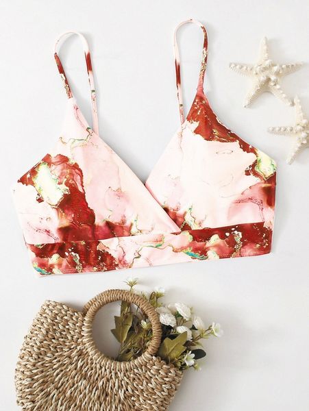 

plus marble print bikini m0fw#, Black