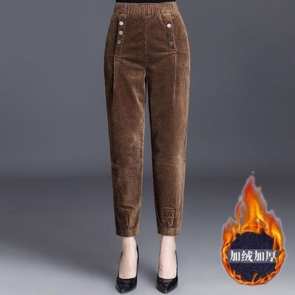 

women's pants & capris corduroy thick harem women korean fashion high waist black pantalones autumn winter female baggy trousers plus s, Black;white