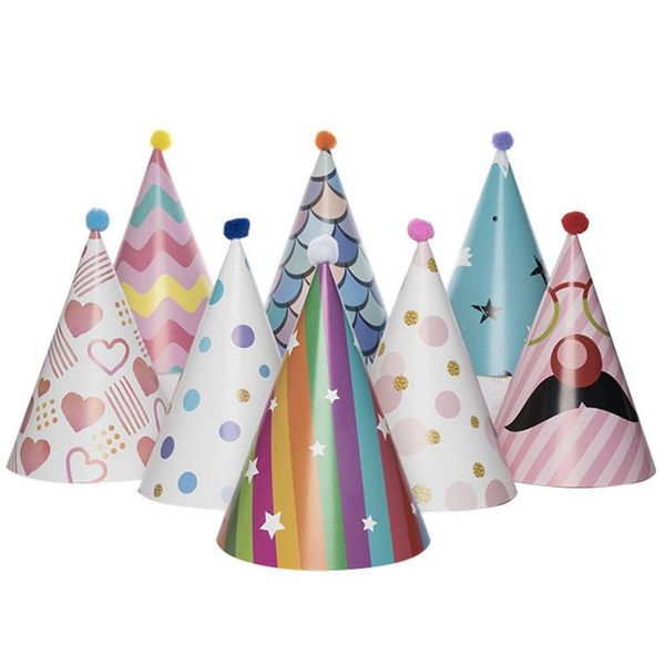 

party hats 8pcs paper gold foil happy birthday cone for adults and kids decoration